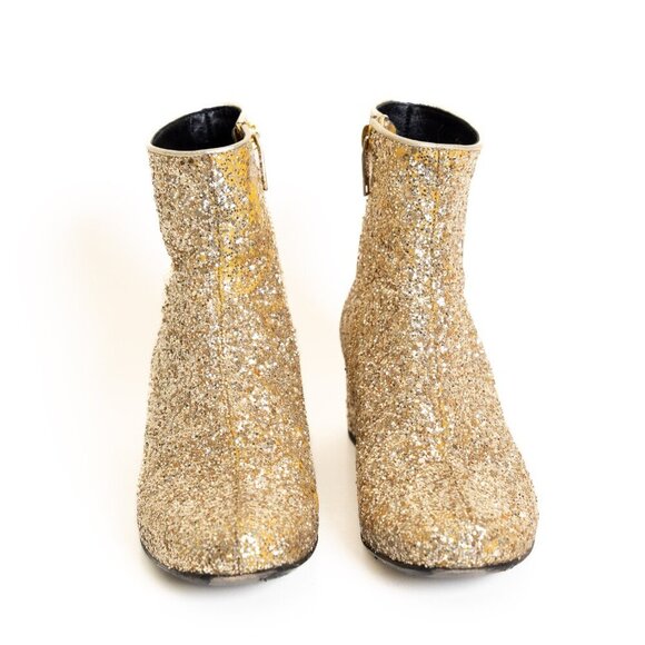 Saint Laurent Gold Glitter Ankle Boots Hedi Era EU 36 - Picture 4 of 16